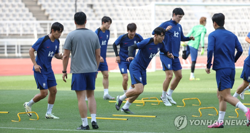 중국전 준비하는 한국 축구 대표팀
