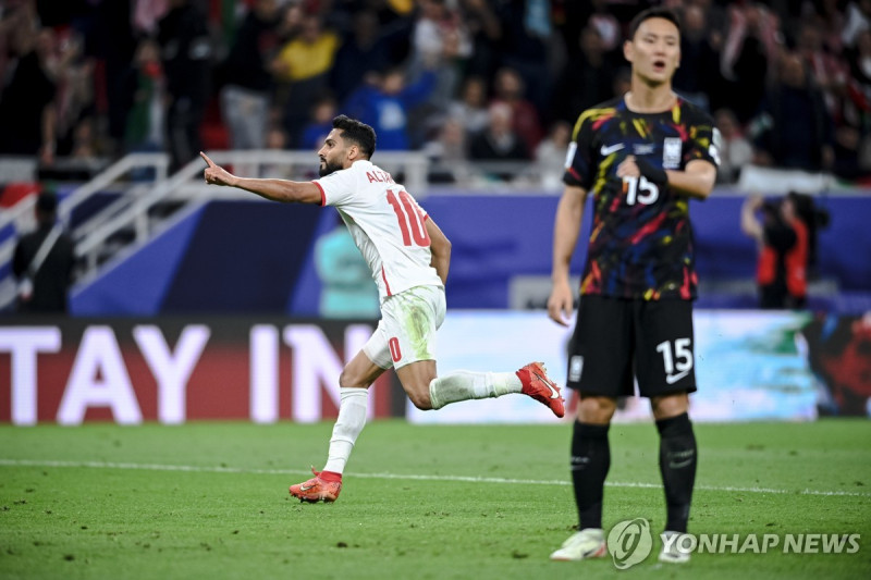 지난 아시안컵 준결승에서 한국 상대로 득점한 요르단의 무사 알타마리